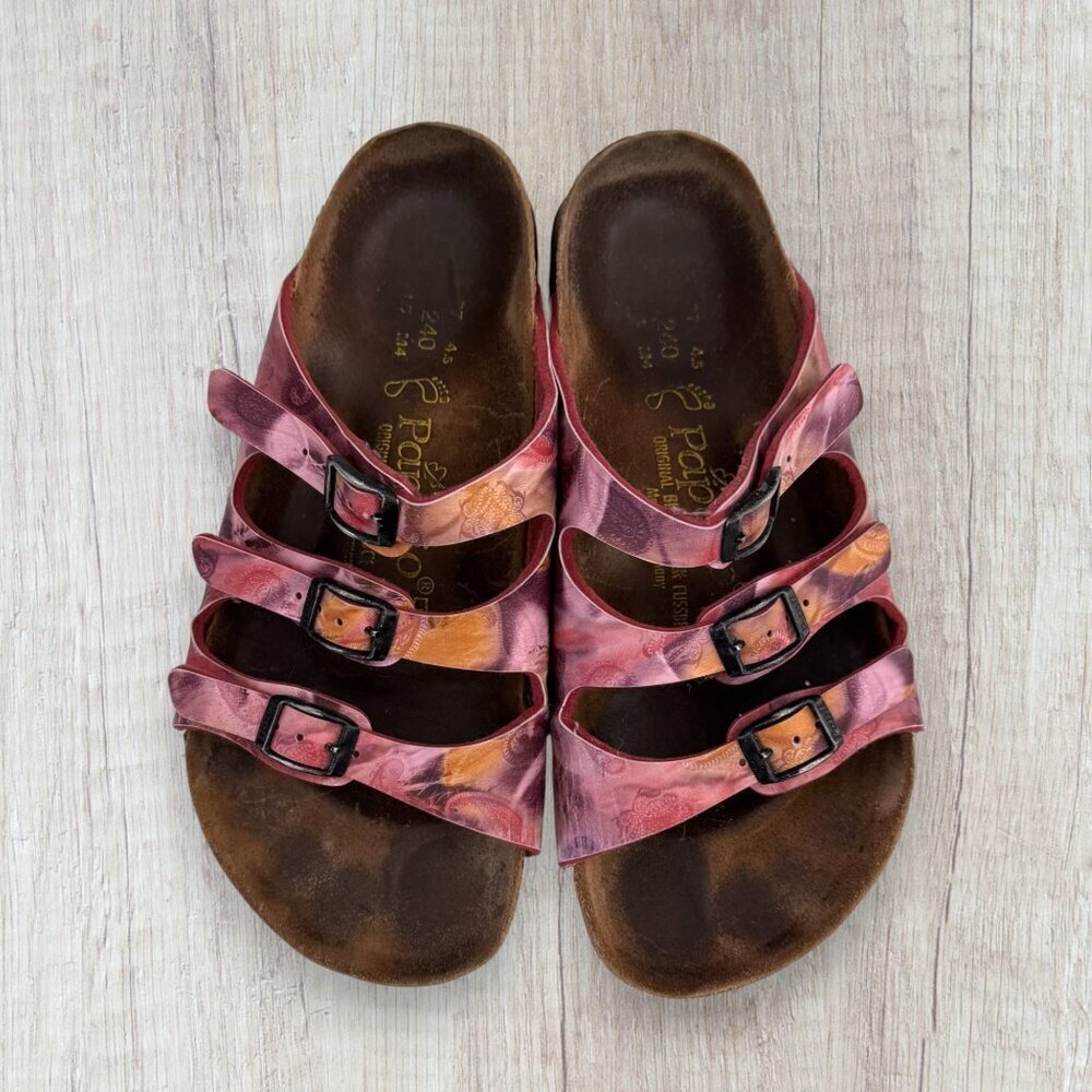 Papillio Birkenstock Florida Sandals Pink Multicolor Floral 3 Strap Buckle Shoes